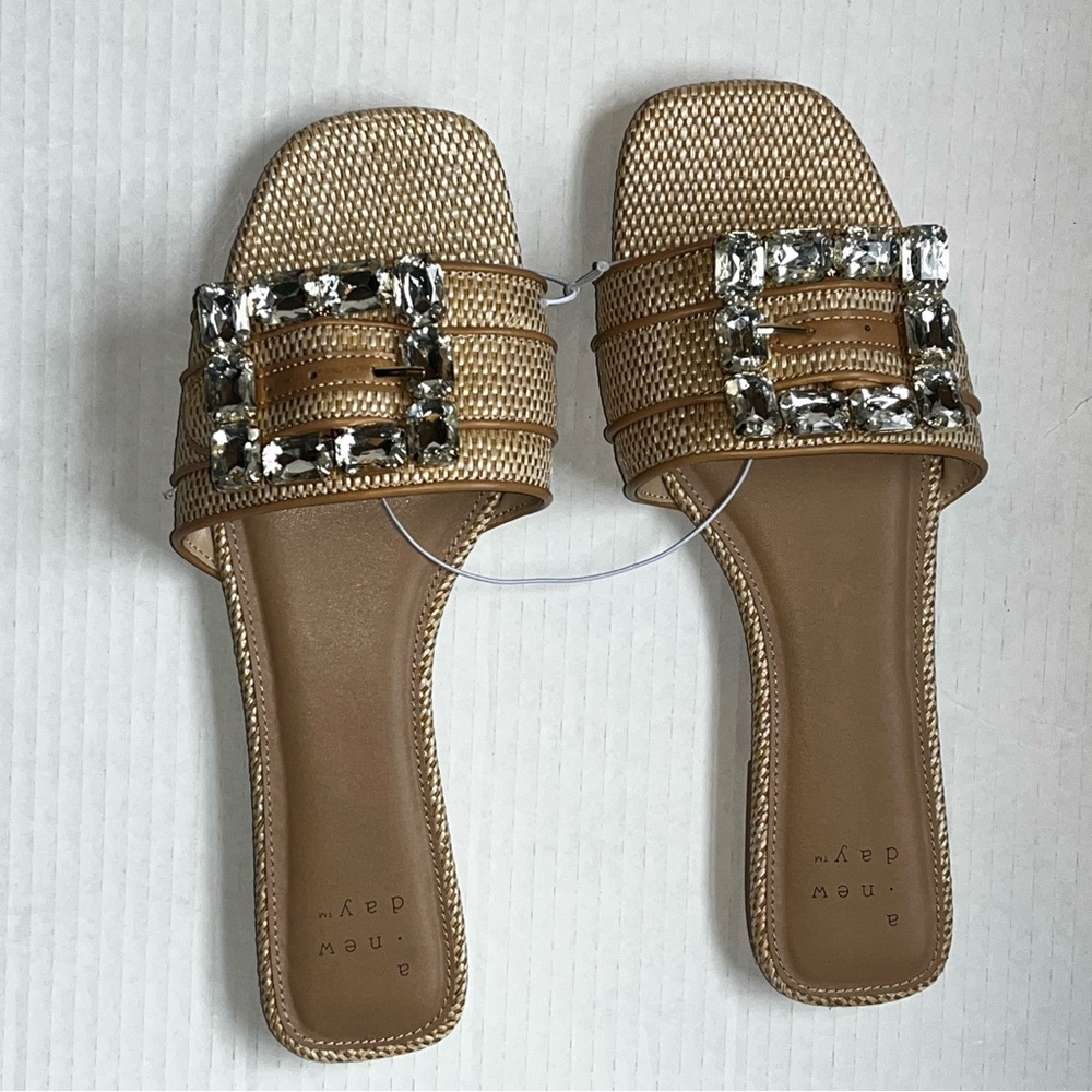 A New Day Bling Buckle Beige Women's Sandals NWT